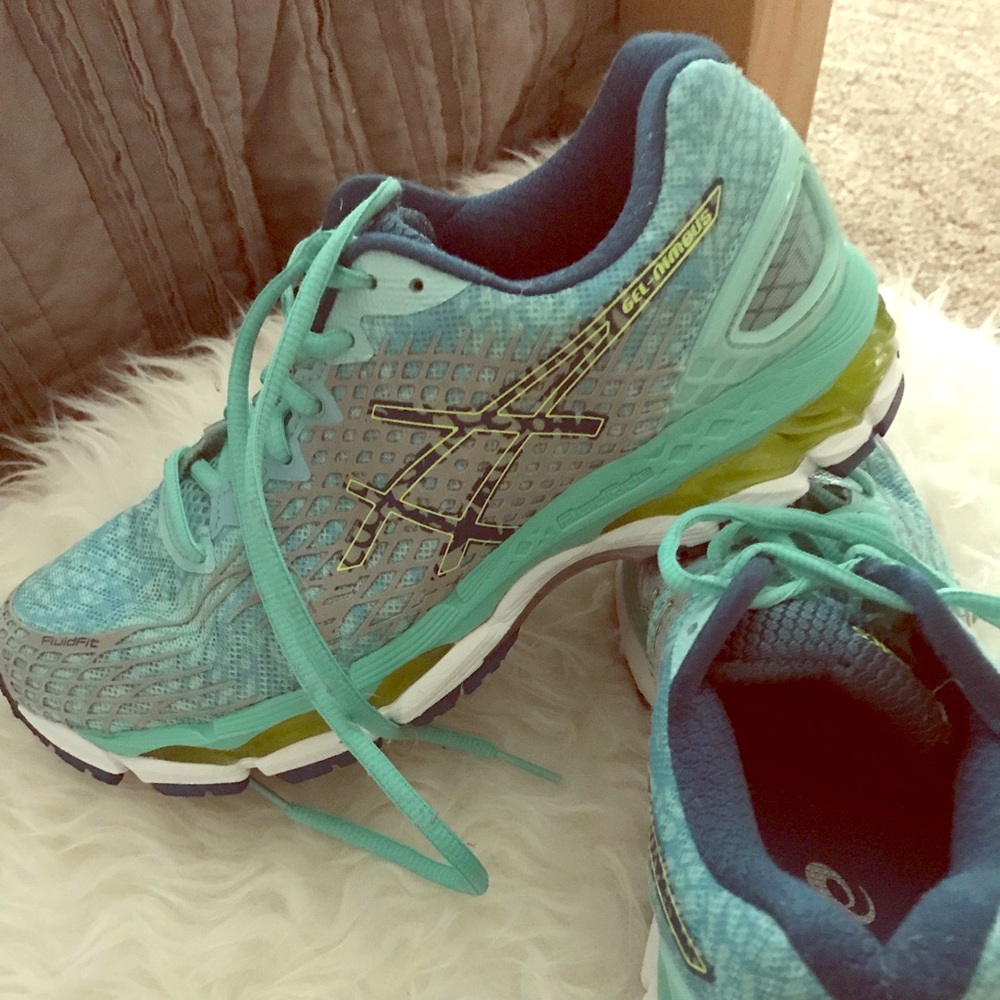 ASICS Gel Nimbus T5N5N Aqua Blue Athletic Shoes